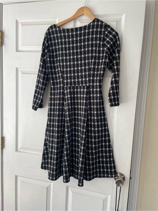 Frock Shop Dresses & Skirts - Checked Black and White Midi Dress - Classic Fit